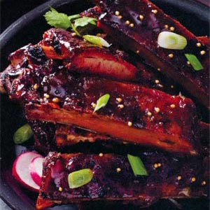 Crispy Ham Ribs with Sorghum Mustard Glage